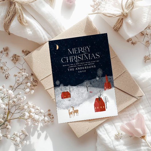 Traditionele Rustige foto Winter Kerst Feestdagenkaart