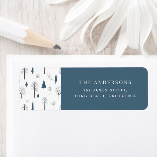 Traditionele Rustige winterboom moderne Etiket (Insitu)