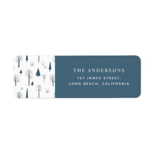Traditionele Rustige winterboom moderne Etiket (Voorkant)