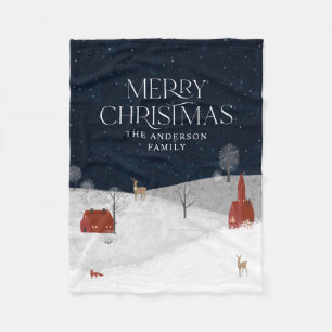 Traditionele Rustige wintermarinekerst Fleece Deken