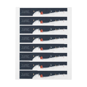 Traditionele Rustische marine Red Winter Merry Ker Adreslabel Wikkel