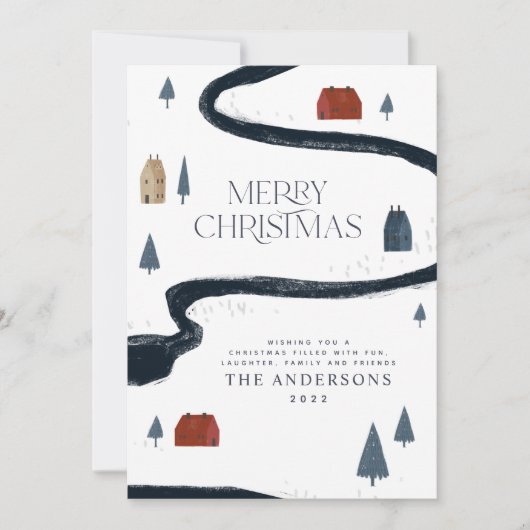 Traditionele Rustische marine Red Winter Merry Ker Feestdagenkaart (Voorkant)