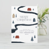 Traditionele Rustische marine Red Winter Merry Ker Feestdagenkaart (Staand voorkant)