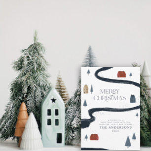 Traditionele Rustische marine Red Winter Merry Ker Feestdagenkaart