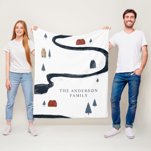 Traditionele Rustische marine Red Winter Merry Ker Fleece Deken (In situ)