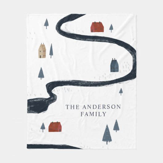 Traditionele Rustische marine Red Winter Merry Ker Fleece Deken (Voorkant)