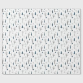 Traditionele Rustische winterblauwe kerst Cadeaupapier (Vlak)