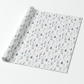 Traditionele Rustische winterblauwe kerst Cadeaupapier (Uitgerold)