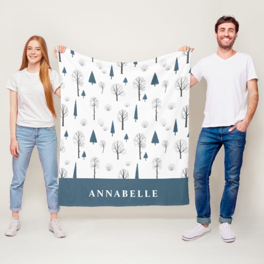 Traditionele Rustische winterblauwe kerst Fleece Deken (In situ)