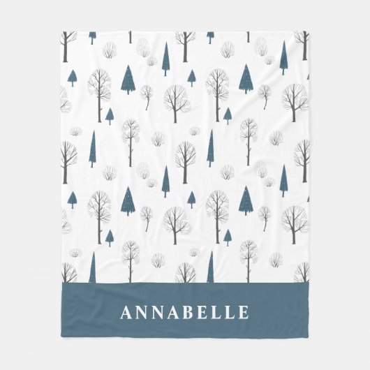 Traditionele Rustische winterblauwe kerst Fleece Deken (Voorkant)
