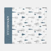 Traditionele Rustische winterblauwe kerst Fleece Deken (Voorkant (Horizontaal))