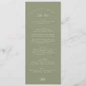 Traditionele Sage Green Calligraphy bruiloft Menu (Voorkant)