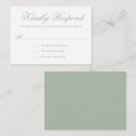 Traditionele Sage Green formele mini bruiloft RSVP Notitiekaartje