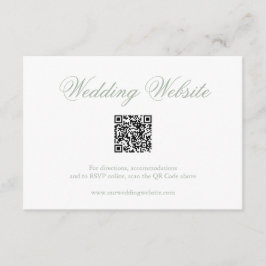 Traditionele Sage Green formele QR-code bruiloft Informatiekaartje