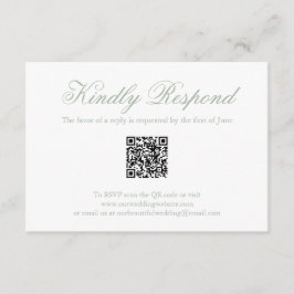 Traditionele Sage Green formele QR-code bruiloft RSVP Kaartje