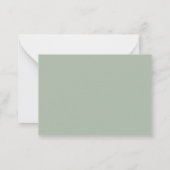 Traditionele Sage Green Mini Wedding RSVP Kaart Notitiekaartje (Achterkant)