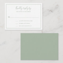 Traditionele Sage Green Mini Wedding RSVP Kaart Notitiekaartje