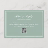 Traditionele Sage Green QR Code Tijdloze bruiloft RSVP Kaartje (Voorkant)