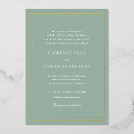 Traditionele Sage Green Timeless Wedding Folie Uitnodiging