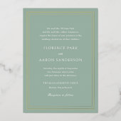 Traditionele Sage Green Timeless Wedding Folie Uitnodiging (Voorkant)
