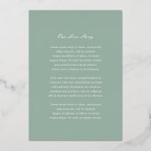 Traditionele Sage Green Timeless Wedding Folie Uitnodiging (Achterkant)