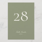 Traditionele Sage Green Trouwtafel Nummer Kaart (Voorkant)