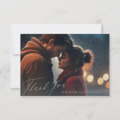 Traditionele Sage Groene Kalligrafie Trouwfoto Bedankkaart (Voorkant)