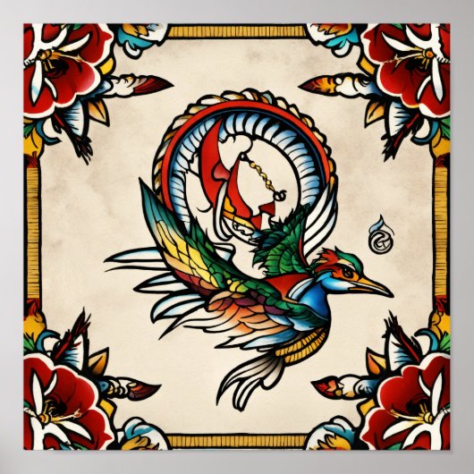Traditionele Sailor Jerry-geïnspireerde Flash Tatt Poster (Voorkant)