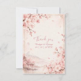 Traditionele Sakura Bruiloft Mount Fuji Elegantie Bedankkaart