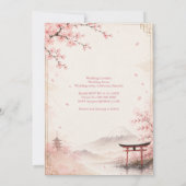 Traditionele Sakura Bruiloft Mount Fuji Elegantie Kaart (Achterkant)
