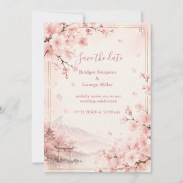 Traditionele Sakura Bruiloft Mount Fuji Elegantie Kaart