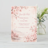 Traditionele Sakura Bruiloft Mount Fuji Elegantie Kaart (Staand voorkant)