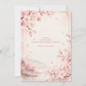 Traditionele Sakura Bruiloft Mount Fuji Elegantie Kaart (Achterkant)