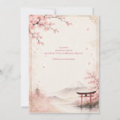 Traditionele Sakura Bruiloft Mount Fuji Elegantie Kaart (Achterkant)