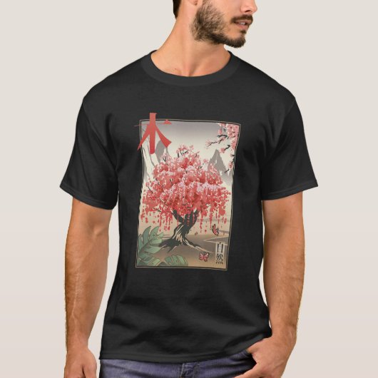 Traditionele Sakura Japanse Cherry Blossom Tree T-shirt (Voorkant)