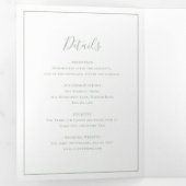 Traditionele salie groen elegante bruiloft drieluik uitnodiging (Binnenzijde eerst)