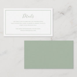 Traditionele salie groen elegante bruiloft informatiekaartje