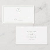 Traditionele salie groen elegante bruiloft plaatskaartje (Voorkant / Achterkant)