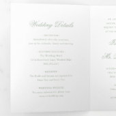 Traditionele Salie Groen Formele Elegante Huwelijk Drieluik Uitnodiging (Binnenzijde eerst)