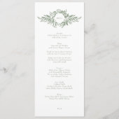 traditionele salie groene krans monogram Huwelijk Menu (Voorkant)