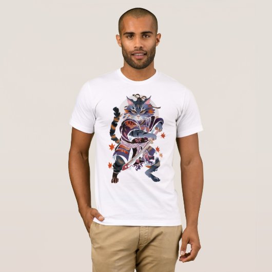 Traditionele Samurai Kat T-shirt (Voorkant volledig)