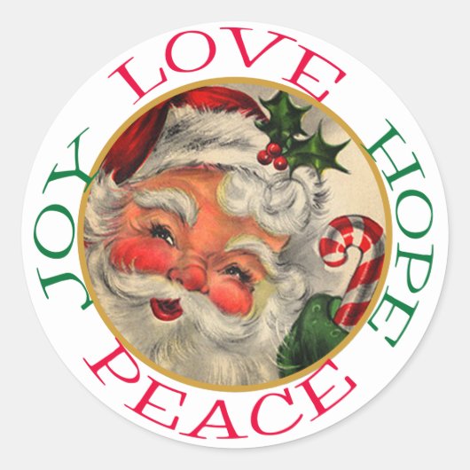 Traditionele Santa Christmas Hope Peace Ronde Sticker (Voorkant)