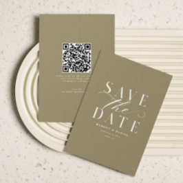 Traditionele Save The Date Taupe Sand Non Photo QR