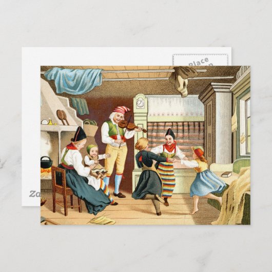 Traditionele Scandinavische familie Briefkaart (Voorkant / Achterkant)