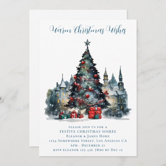 Traditionele Scène Vrolijk Kerstfeest Kaart (Voorkant / Achterkant)