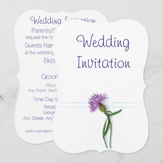 Traditionele Schotse en Keltische bruiloft Thistle Kaart (Voorkant / Achterkant)