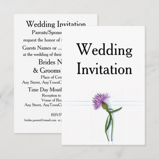 Traditionele Schotse en Keltische bruiloft Thistle Kaart (Voorkant / Achterkant)