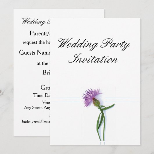 Traditionele Schotse en Keltische bruiloft Thistle Kaart (Voorkant / Achterkant)