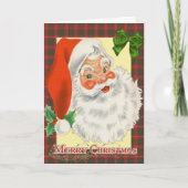 Traditionele Schotse Plaid Kerstman Kerstmis Kaart (Voorkant)
