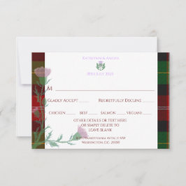Traditionele Schotse Tartan Border & Thistle RSVP Kaartje